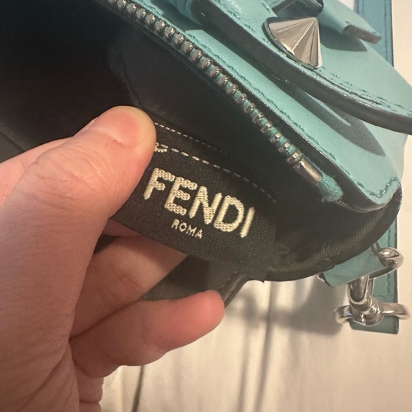 Fendi Blue Way mini Crossbody Bag with Detachable Strap-Tiffany blue color-Rare - Picture 12 of 13